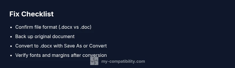 Checklist for fixing Word compatibility mode
