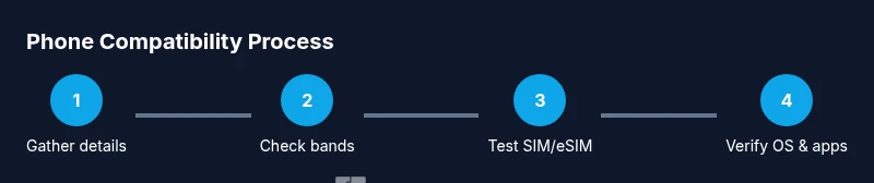 Infographic showing steps to check phone compatibility
