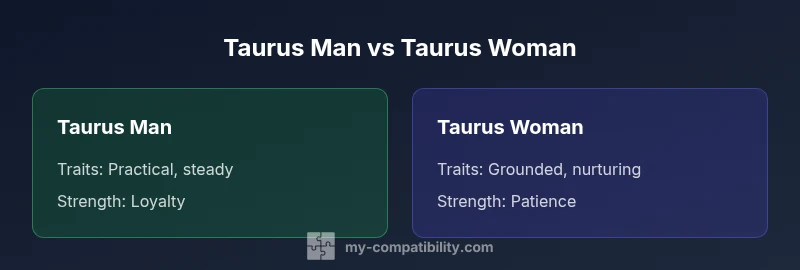 Comparison infographic showing Taurus man versus Taurus woman