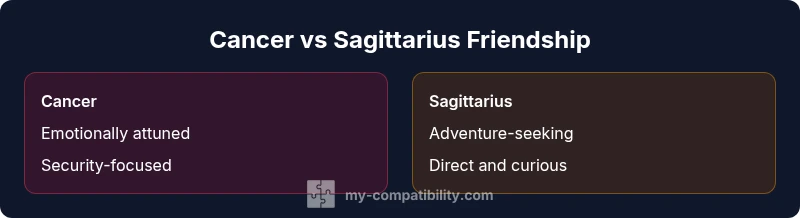 Comparison infographic of Cancer vs Sagittarius friendship
