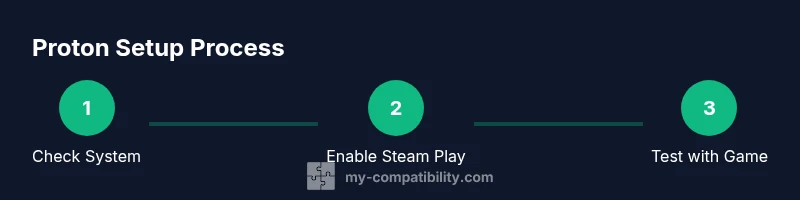 Tailwind-styled infographic showing Proton setup steps