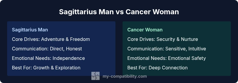 Comparison chart of Sagittarius Man vs Cancer Woman