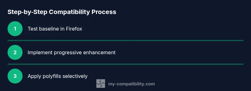 Infographic showing a 3-step process for Firefox compatibility